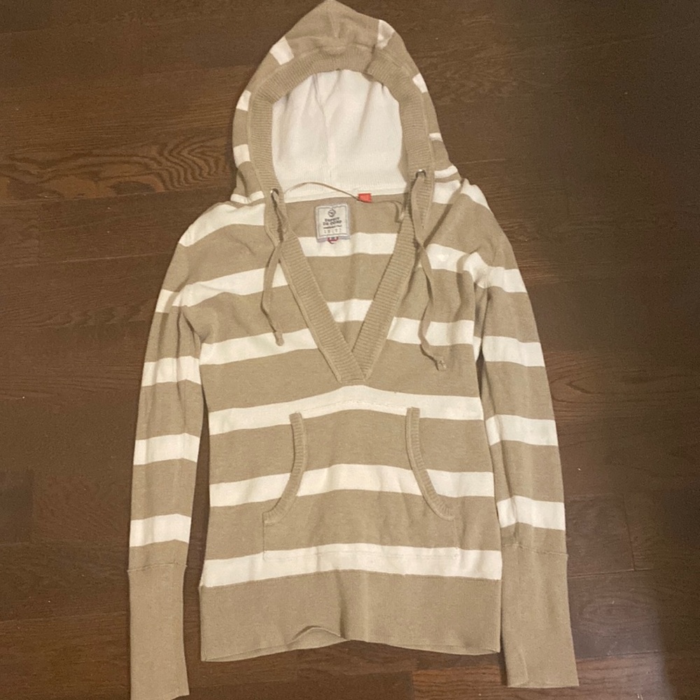 Vintage beige/white striped hoodie